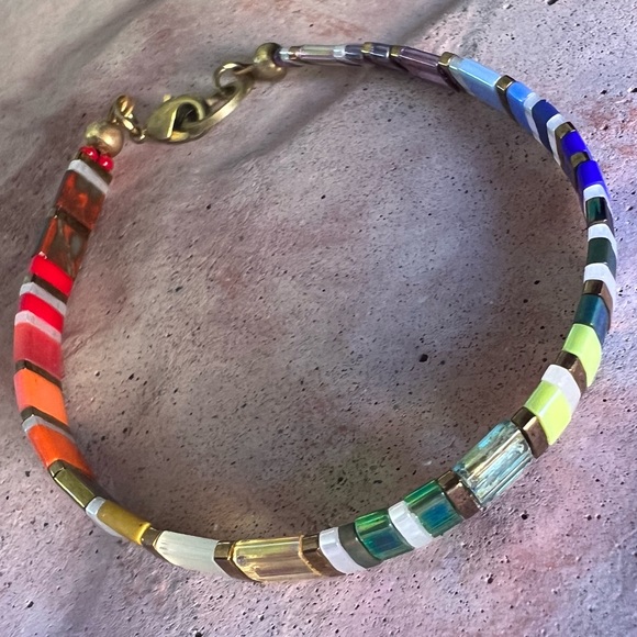 Handmade Miyuki tila bracelet with mixed rainbow design - Picture 6 of 9